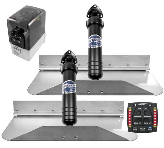 Bennett Hydraulic Trim Tab Systems with One Box/Boat Indicator Control.