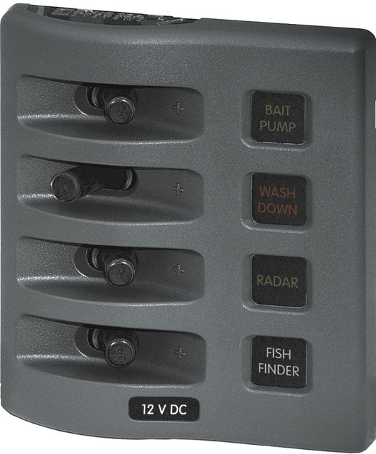 Blue Sea Weather Deck Panel 12v DC Fuse Panel - Gray.