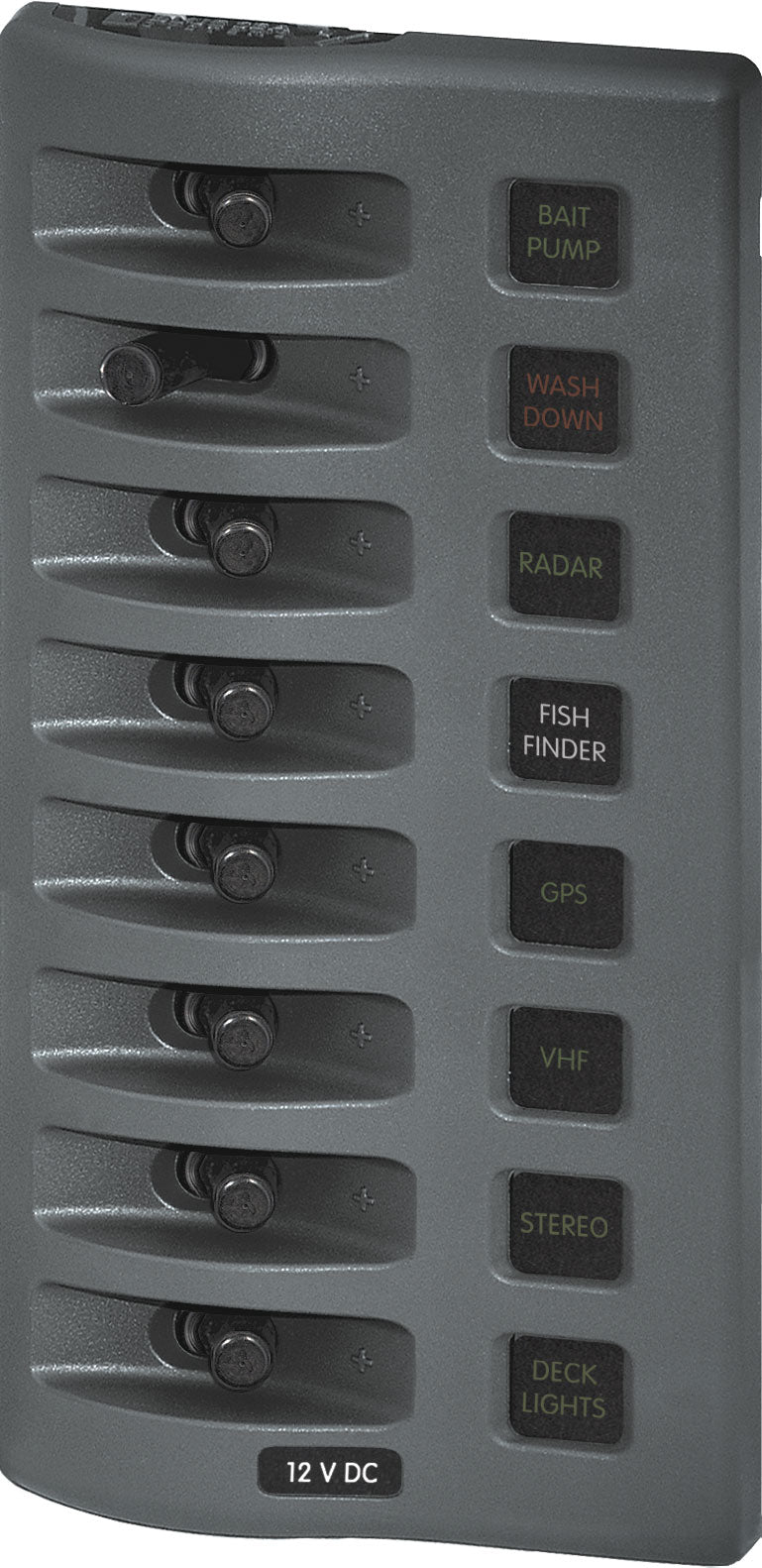 Blue Sea Weather Deck Panel 12v DC Fuse Panel - Gray.