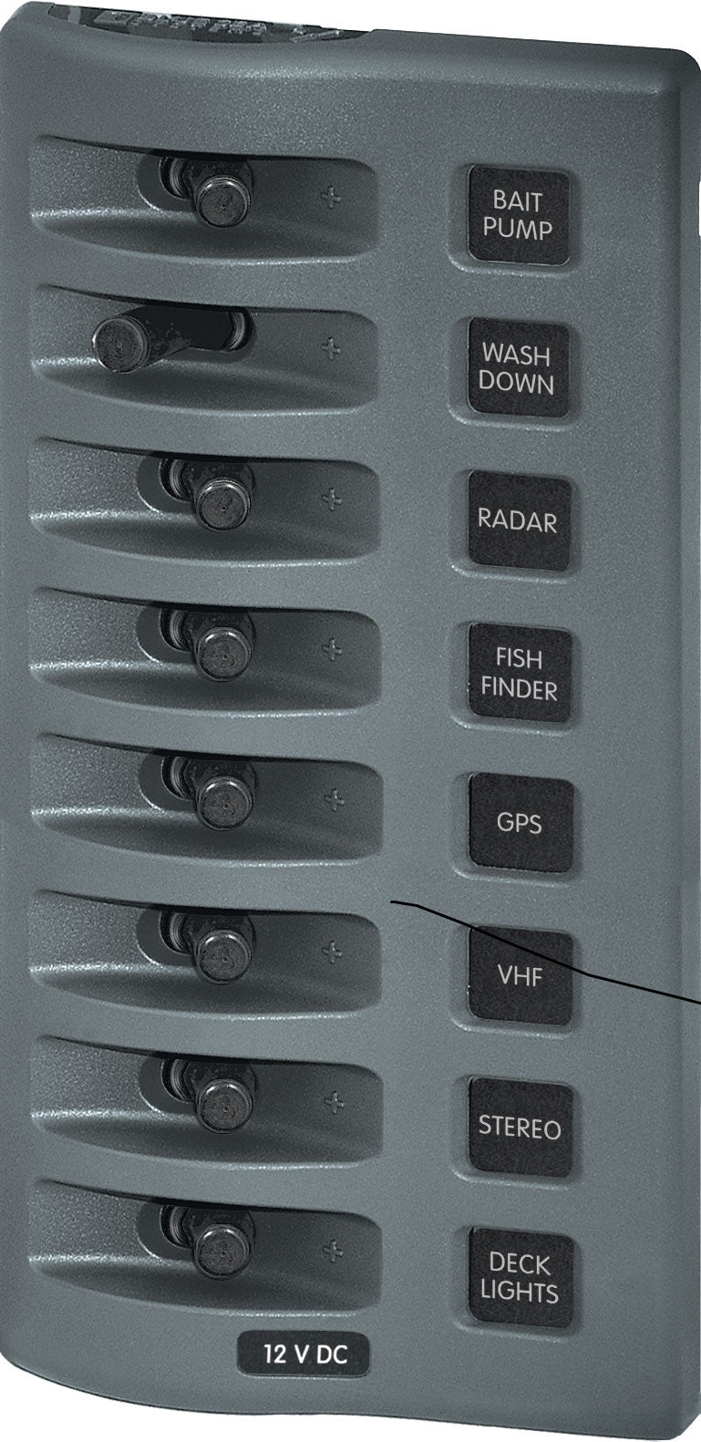 Blue Sea Weather Deck Panel 12v DC Switch Panel- Gray.