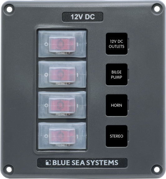 Blue Sea Water-Resistant 12V Circuit Breaker Switch Panels - Gray.