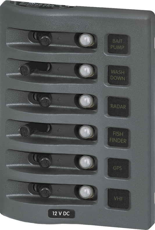 Blue Sea Weather Deck 12v DC Waterproof Circuit Breaker Panels - Gray.