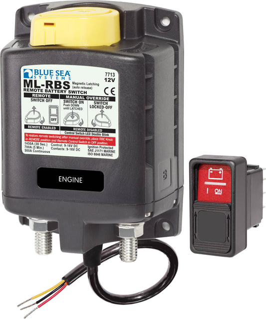 Blue Sea ML-RBS 500A Remote Battery Switch With Manual Control Auto Release.