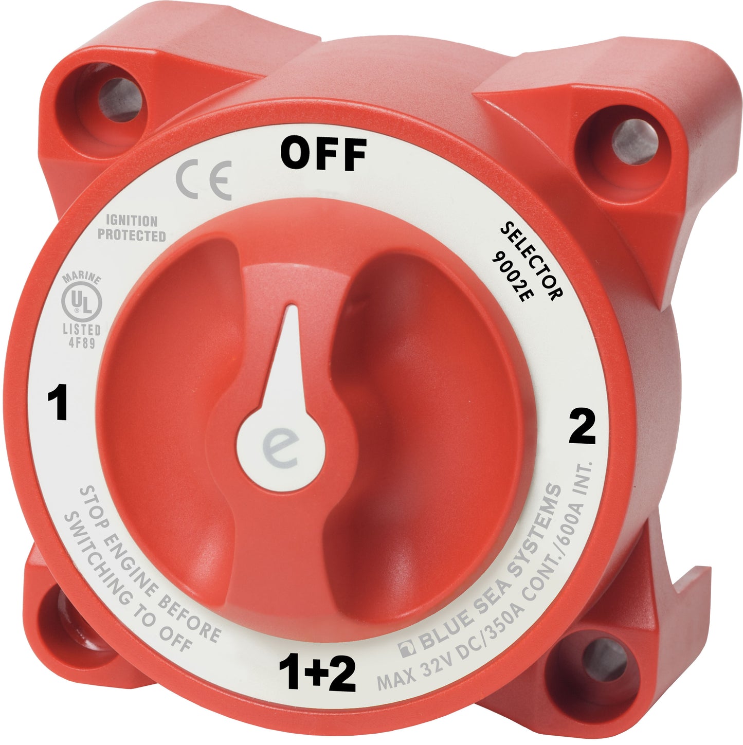 Blue Sea E-Series Battery Switches 1-Off-2-Both- RED.