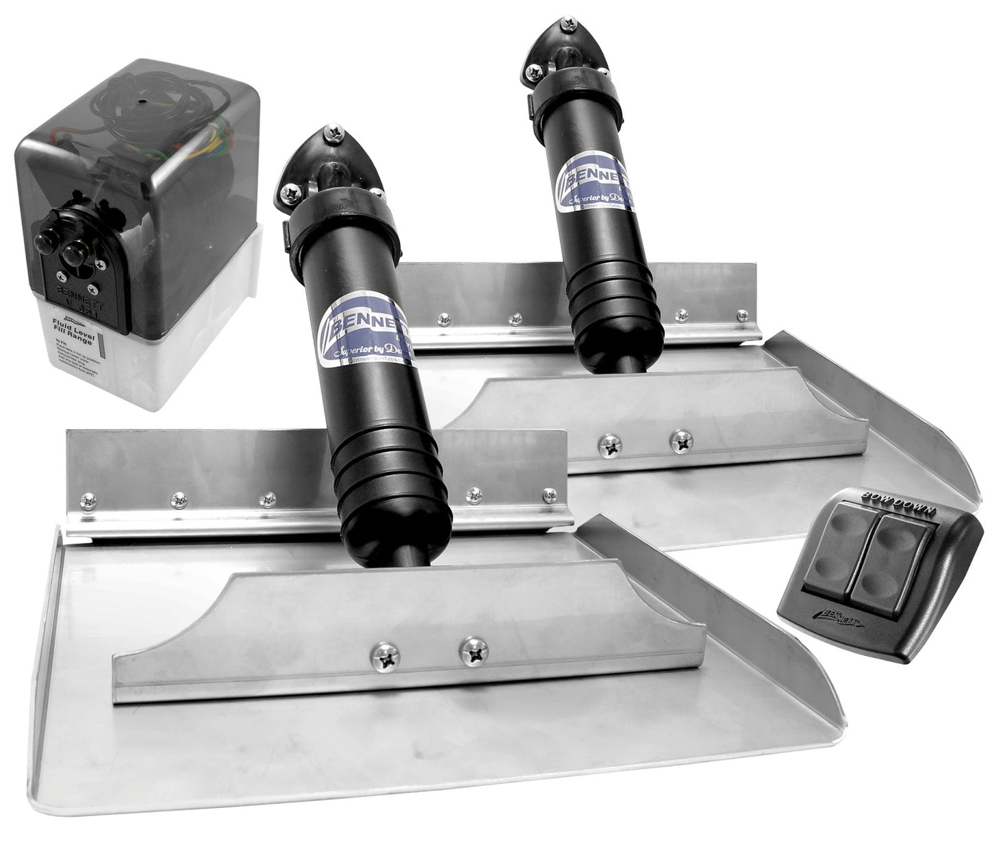 Bennett Classic Hydraulic Trim Tab Systems with Euro Waterproof Rocker Switch.