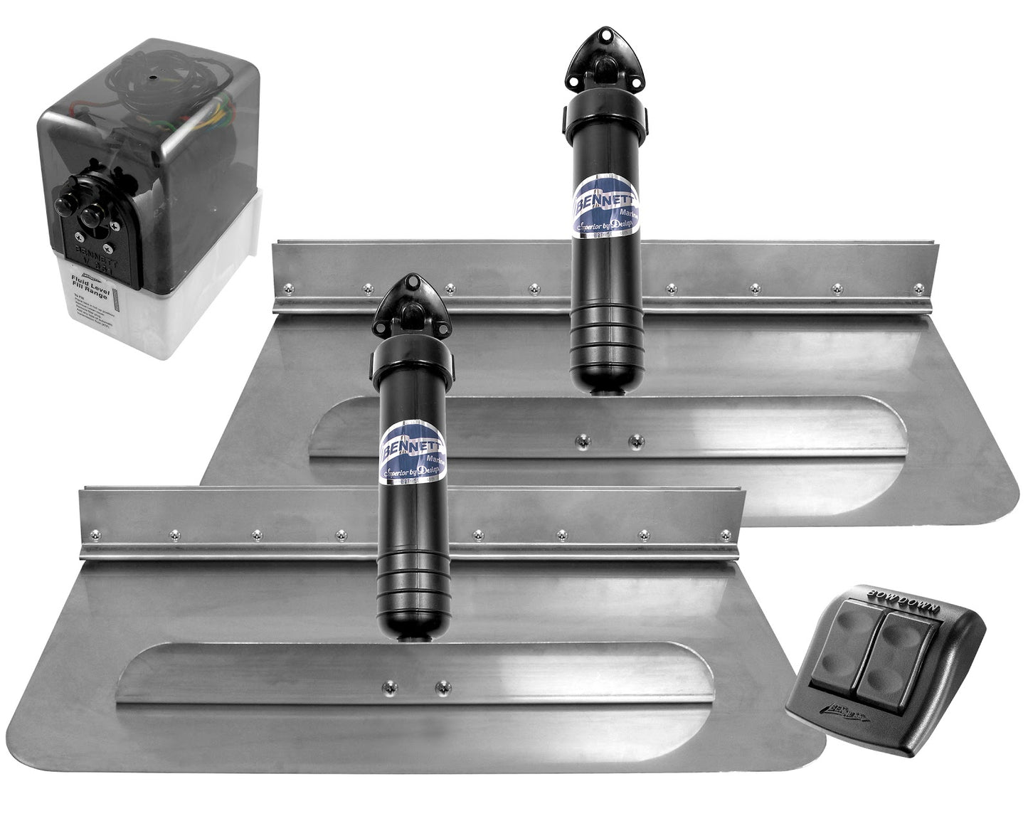 Bennett Classic Hydraulic Trim Tab Systems with Euro Waterproof Rocker Switch.