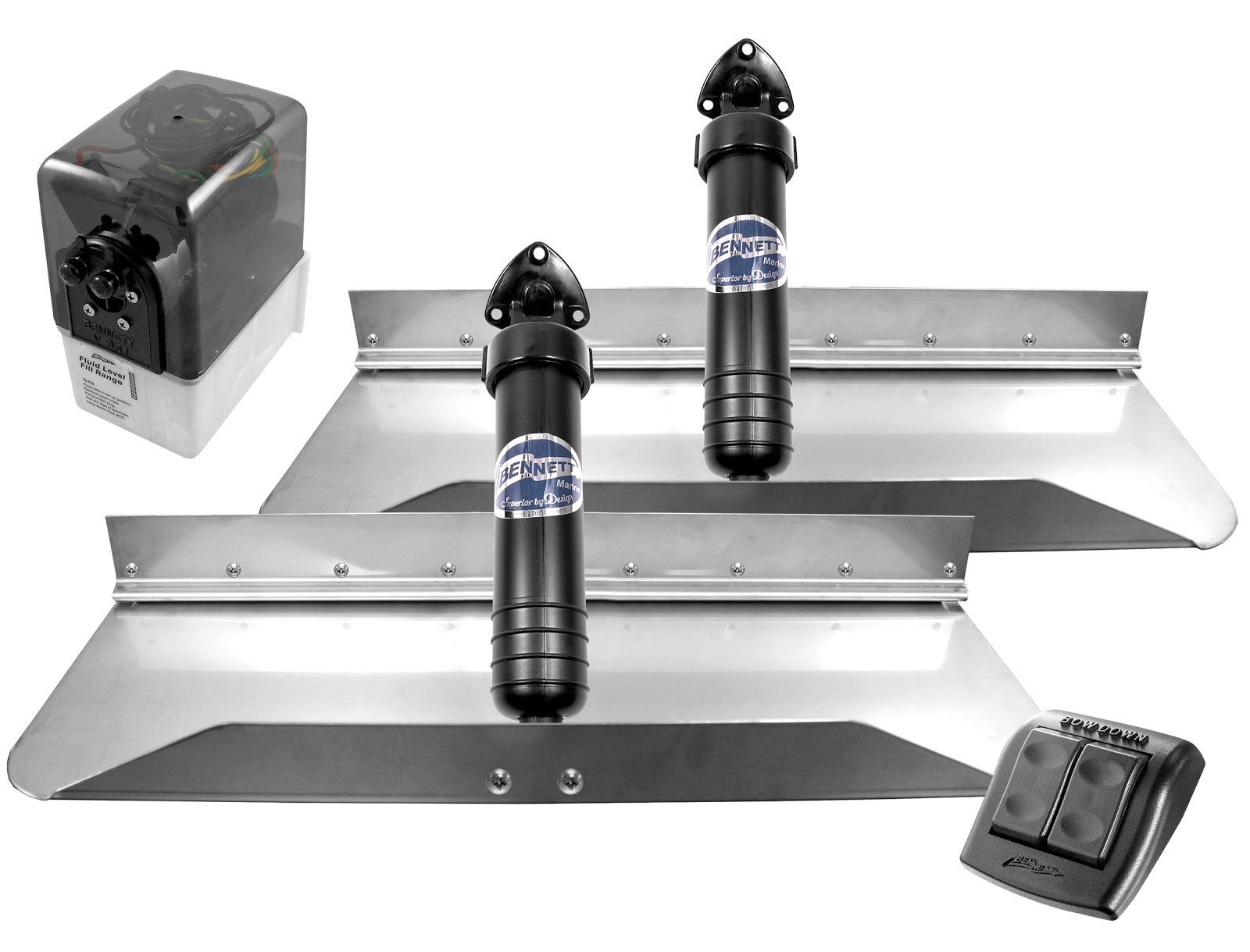 Bennett Classic Hydraulic Trim Tab Systems with Euro Waterproof Rocker Switch.