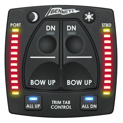Bennett Integrated Helm Controls With Indicator Lights For Trim Tabs.