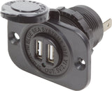 Blue Sea Dual USB 2.1A Charger Port 12/24vDC Socket Mount.