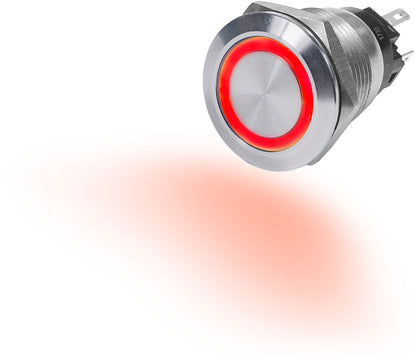 Blue Sea 10A Push Button LED Ring Switch Off-On - Red.