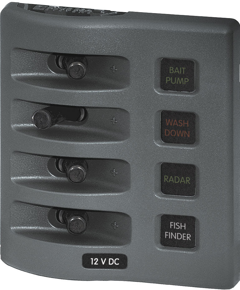 Blue Sea Weather Deck Panel 12v DC Fuse Panel - Gray.