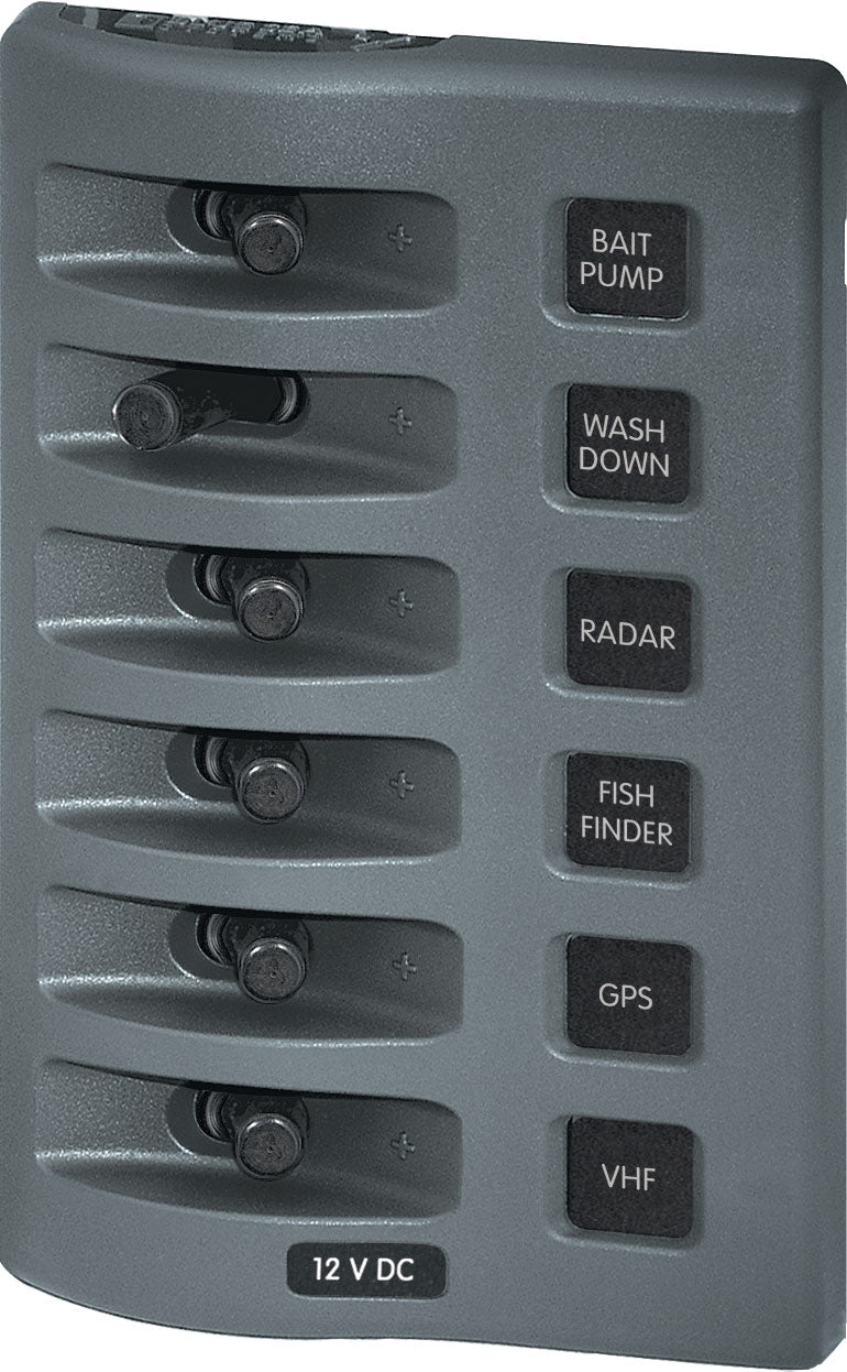 Blue Sea Weather Deck Panel 12v DC  Switch Panel- Gray.