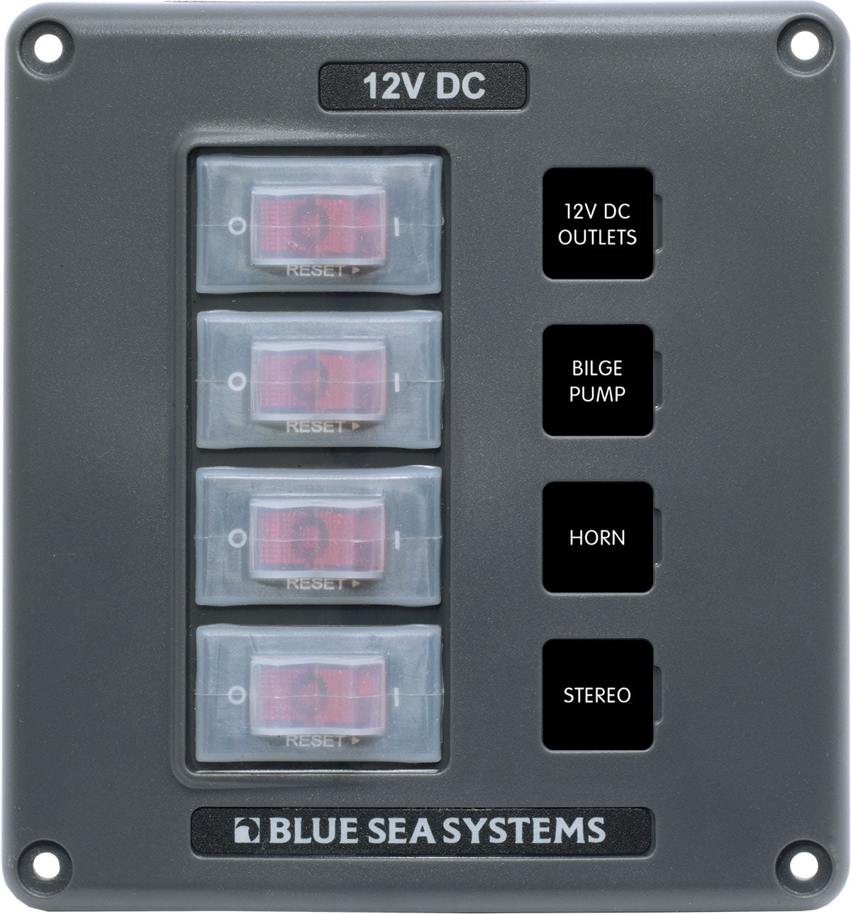 Blue Sea Water-Resistant 12V Circuit Breaker Switch Panels - Gray.