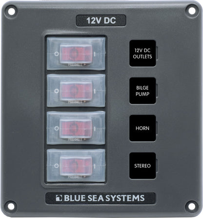 Blue Sea Water-Resistant 12V Circuit Breaker Switch Panels - Gray.