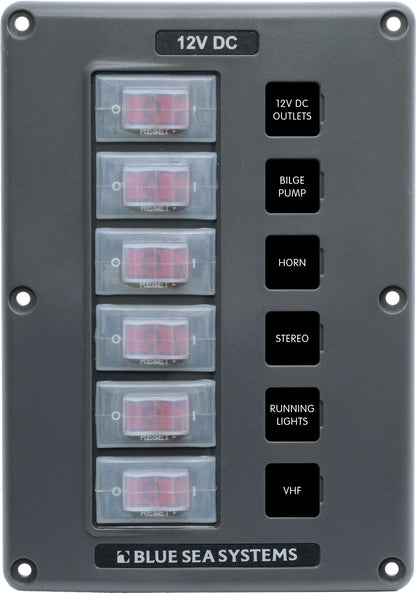 Blue Sea Water-Resistant 12V Circuit Breaker Switch Panels - Gray.