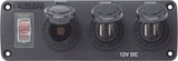 Blue Sea Water-Resistant 12V 15A Circuit Accessory Panel 12v Socket and Dual USB x 2