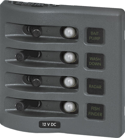 Blue Sea Weather Deck 12v DC Waterproof Circuit Breaker Panels - Gray.