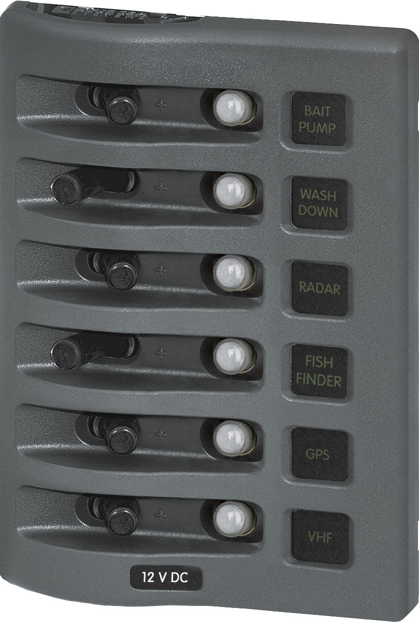 Blue Sea Weather Deck 12v DC Waterproof Circuit Breaker Panels - Gray.