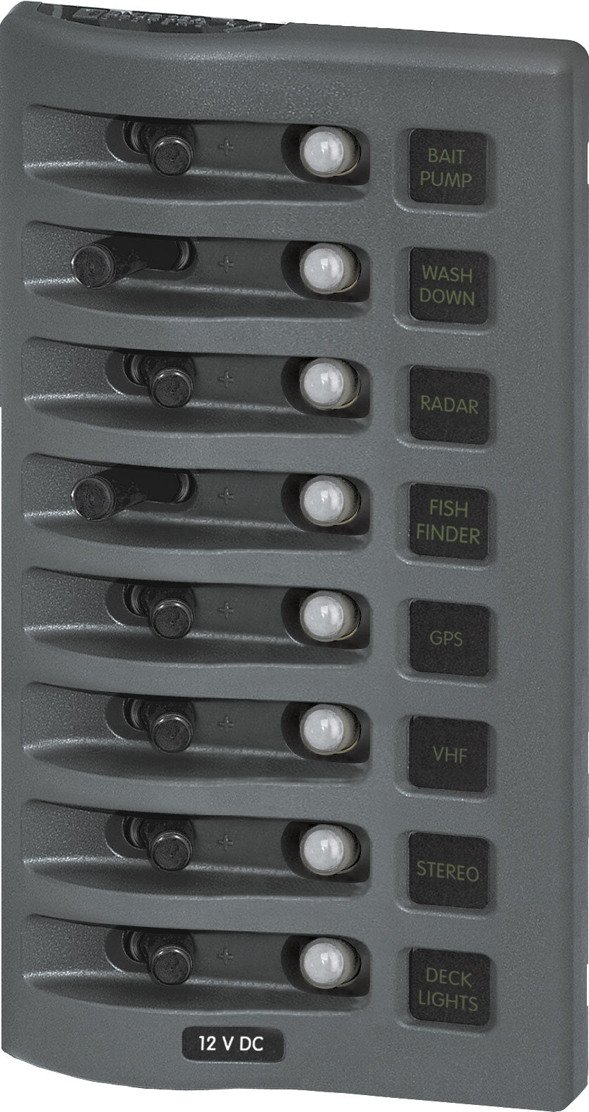 Blue Sea Weather Deck 12v DC Waterproof Circuit Breaker Panels - Gray.