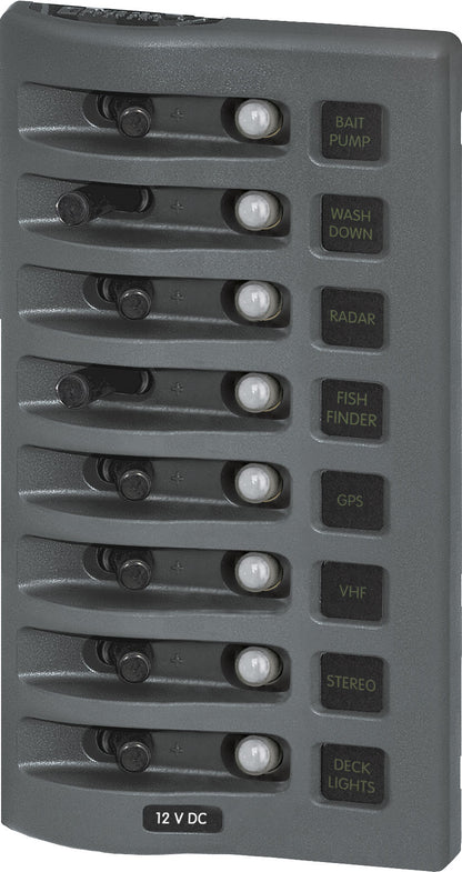 Blue Sea Weather Deck 12v DC Waterproof Circuit Breaker Panels - Gray.