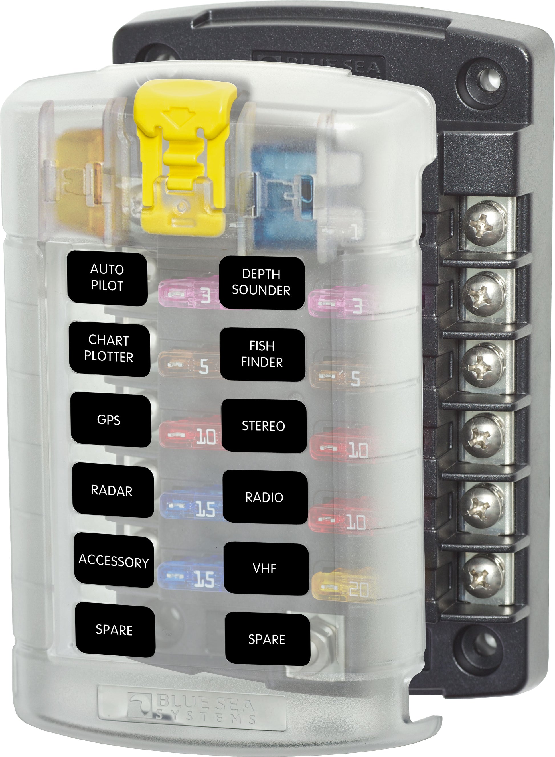 Blue Sea Gang Fuse Block ST Blade  ATO/ATC With Cover.