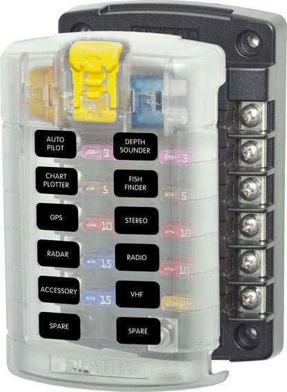 Blue Sea Gang Fuse Block ST Blade  ATO/ATC With Cover.
