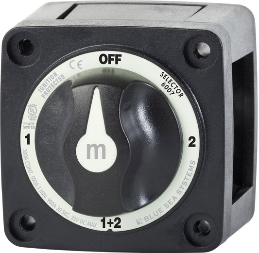 Blue Sea M-Series Selector Battery Switches On/Off with Knob Black.