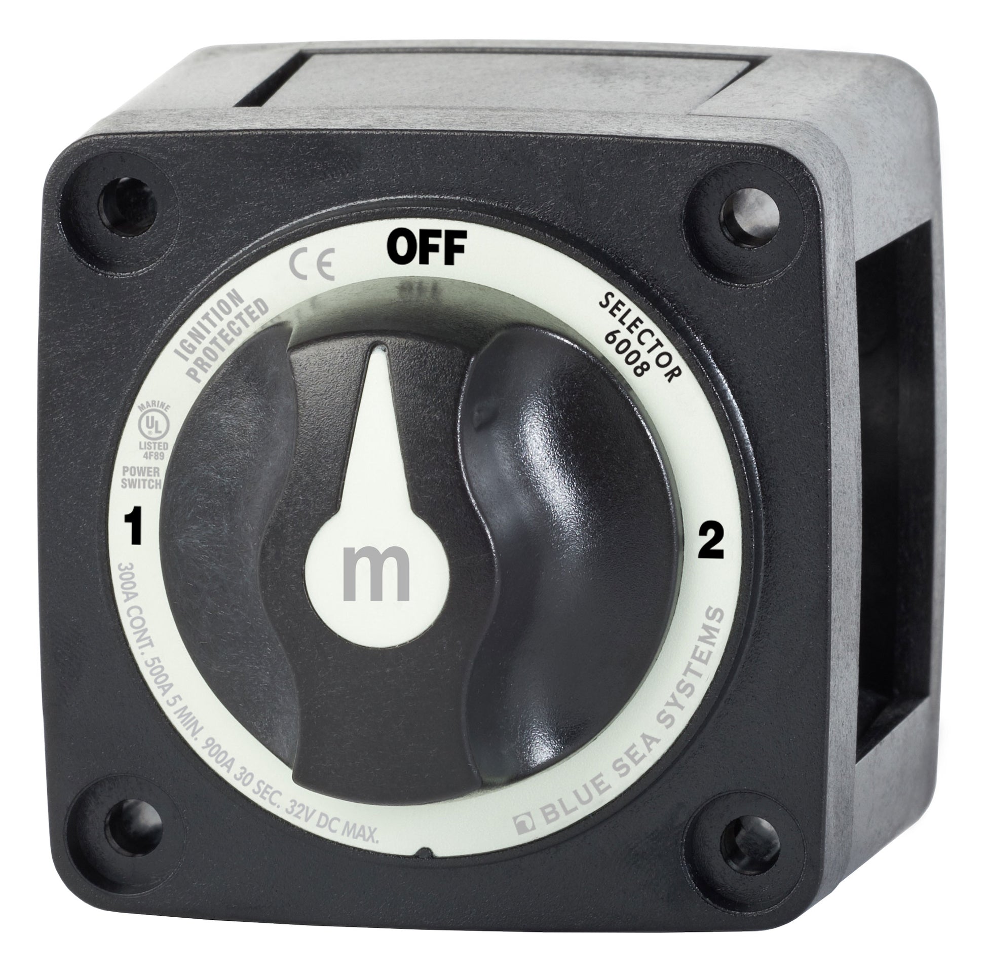 Blue Sea M-Series Selector Battery Switches On/Off with Knob Black.