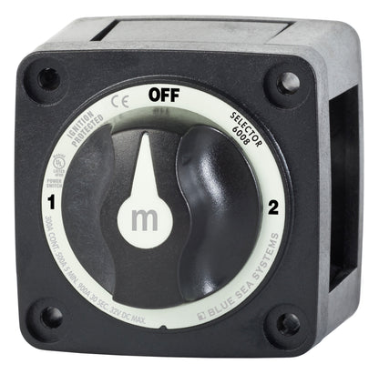 Blue Sea M-Series Selector Battery Switches On/Off with Knob Black.
