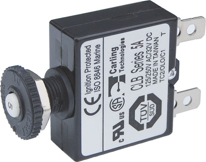 Blue Sea Push Button Reset Only Quick Connect Circuit Breakers.