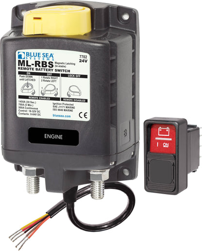 Blue Sea ML-RBS 500A Remote Battery Switch With Manual Control.