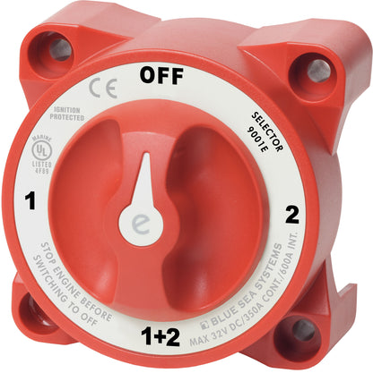 Blue Sea E-Series Battery Switches 1-Off-2-Both- RED.