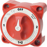 Blue Sea E-Series Battery Switches 1-Off-2-Both- RED.