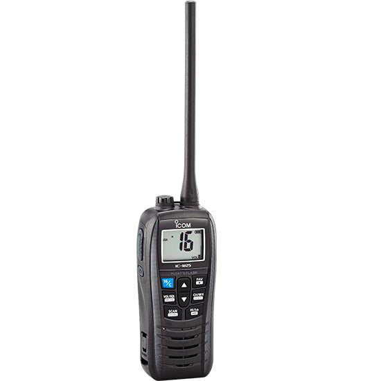Icom M25 Floating Handheld VHF VHF Radio with USB-C Charging 5 Watts.
