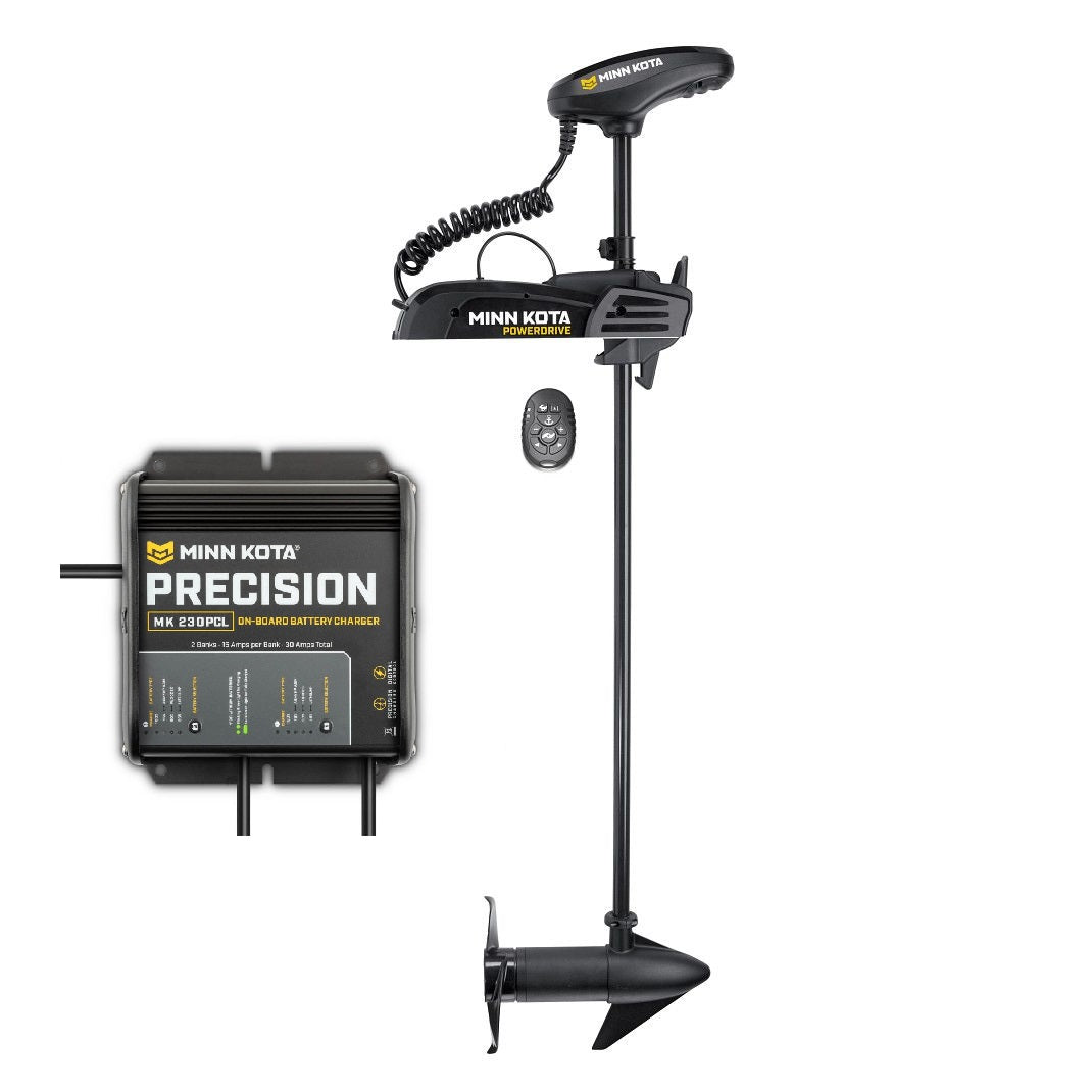 Minn Kota Powerdrive Trolling Motor Bundles 54in with Micro Remote & ON-BOARD CHARGERS.